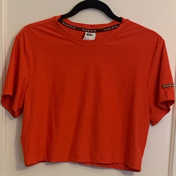 Nike Sportswear Air short sleeve crop t-shirt red orange, Women's size XL - Picture 4 of 10